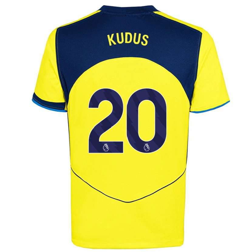 Danxen Damen Mohammed Kudus #20 Gelb Marineblau Ausweichtrikot Trikot 2025/26 T-Shirt Österreich