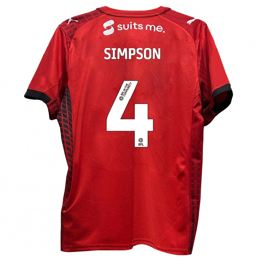 Danxen Kinder Jack Simpson #4 Rot Schwarz Heimtrikot Trikot 2025/26 T-Shirt Österreich