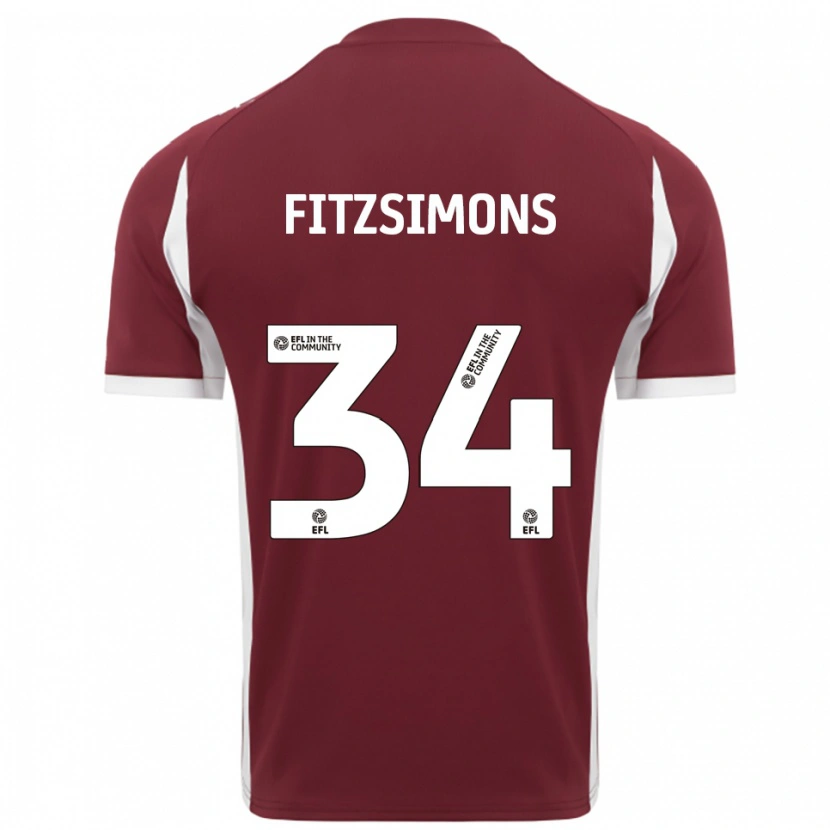 Danxen Kinder Ross Fitzsimons #34 Burgunderrot Weiß Heimtrikot Trikot 2025/26 T-Shirt Österreich