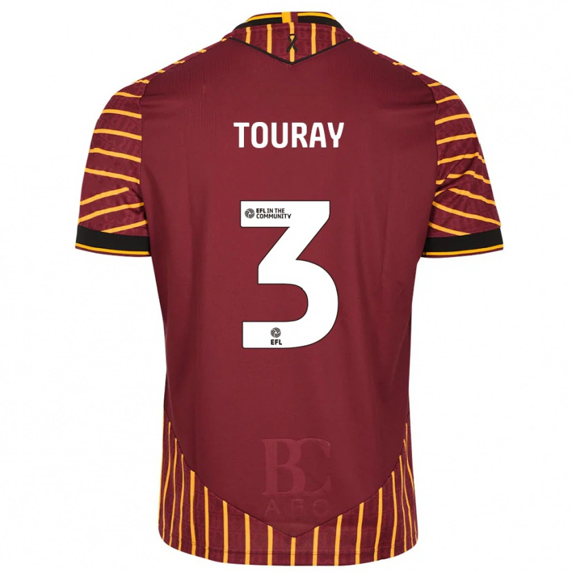Danxen Kinder Ibou Touray #3 Orange Burgunderrot Heimtrikot Trikot 2025/26 T-Shirt Österreich