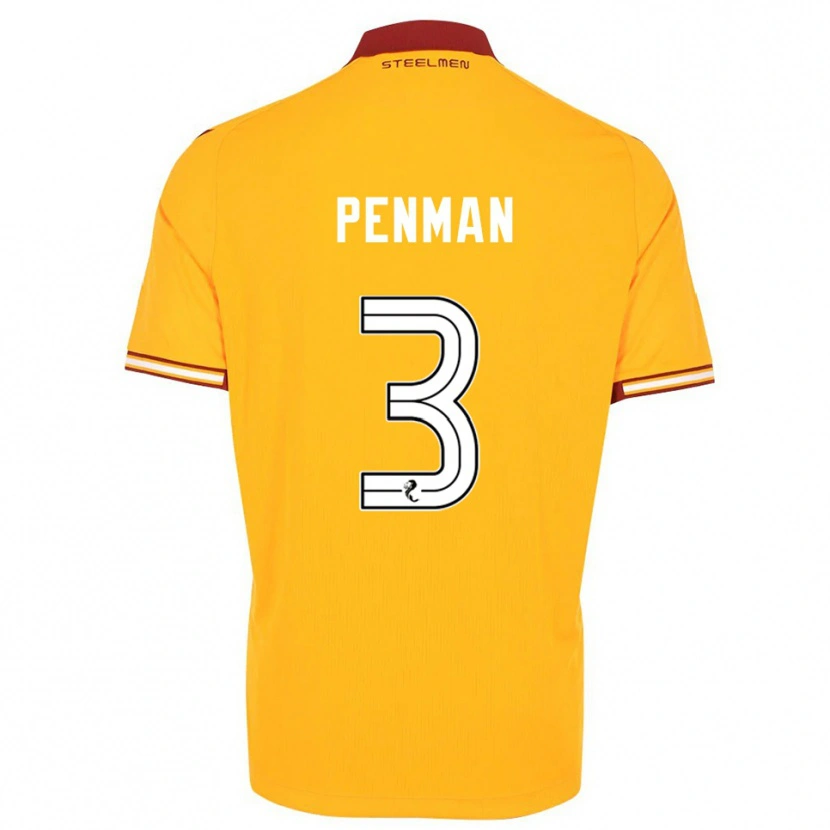 Danxen Kinder Jenna Penman #3 Gelb Burgunderrot Heimtrikot Trikot 2025/26 T-Shirt Österreich