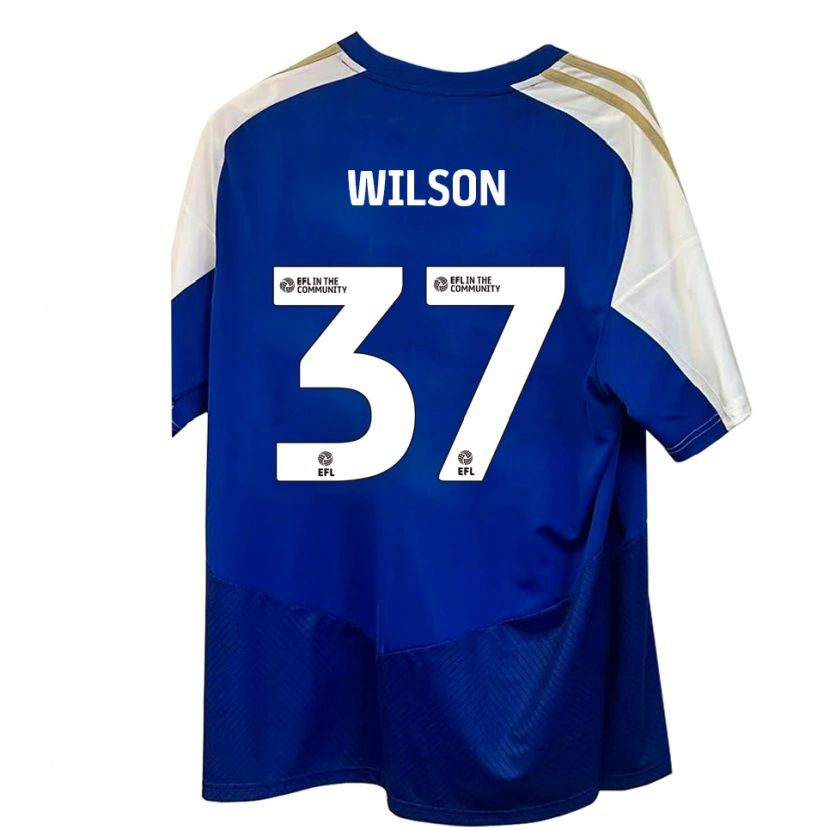 Danxen Kinder Kieran Wilson #37 Blau Weiß Gold Auswärtstrikot Trikot 2025/26 T-Shirt Österreich