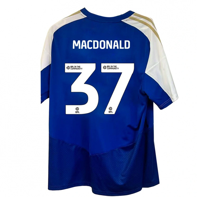 Danxen Kinder Shaun Macdonald #37 Blau Weiß Gold Auswärtstrikot Trikot 2025/26 T-Shirt Österreich