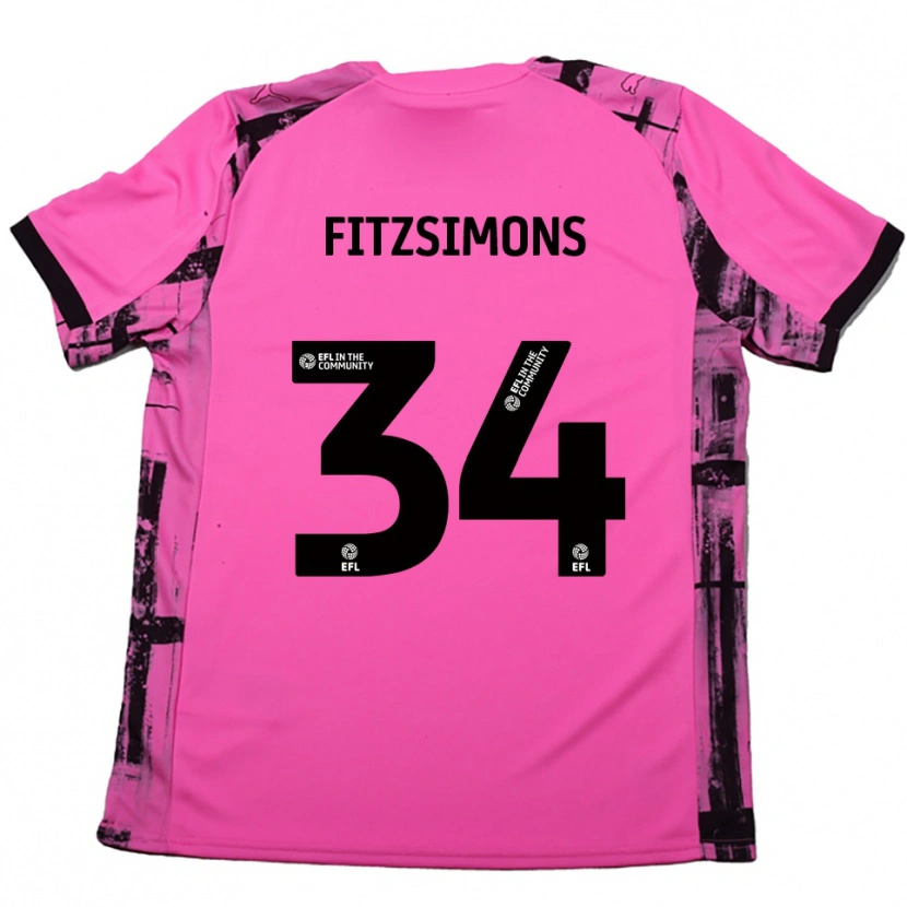 Danxen Kinder Ross Fitzsimons #34 Rosenrot Schwarz Auswärtstrikot Trikot 2025/26 T-Shirt Österreich