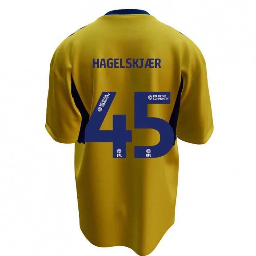 Danxen Kinder Anders Hagelskjær #45 Gelb Blau Auswärtstrikot Trikot 2025/26 T-Shirt Österreich