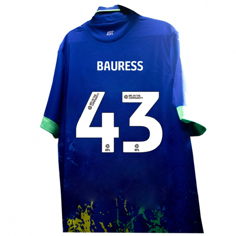 Danxen Kinder Joe Bauress #43 Blau Gelb Auswärtstrikot Trikot 2025/26 T-Shirt Österreich