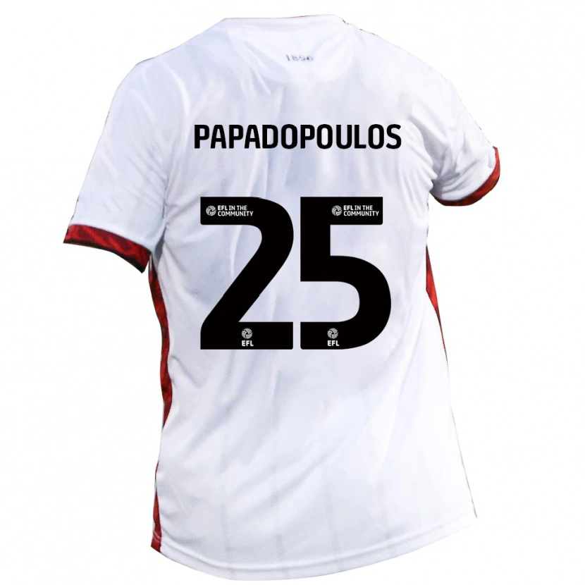 Danxen Kinder Antony Papadopoulos #25 Weiß Rot Schwarz Auswärtstrikot Trikot 2025/26 T-Shirt Österreich