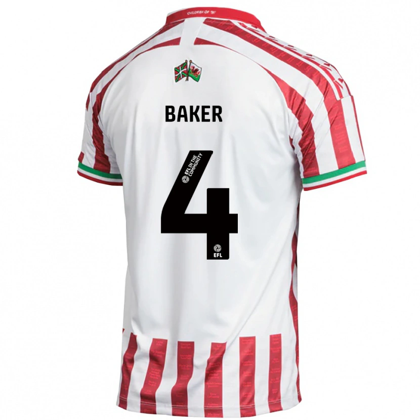 Danxen Kinder Matthew Baker #4 Rot Weiß Auswärtstrikot Trikot 2025/26 T-Shirt Österreich