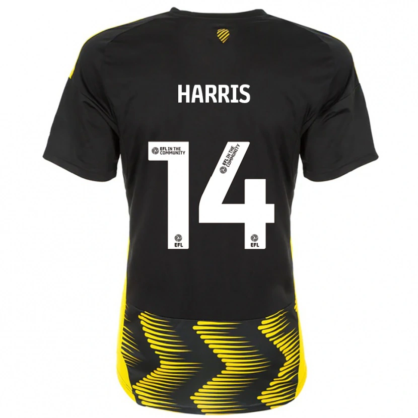 Danxen Kinder Kadeem Harris #14 Schwarz Gelb Auswärtstrikot Trikot 2025/26 T-Shirt Österreich