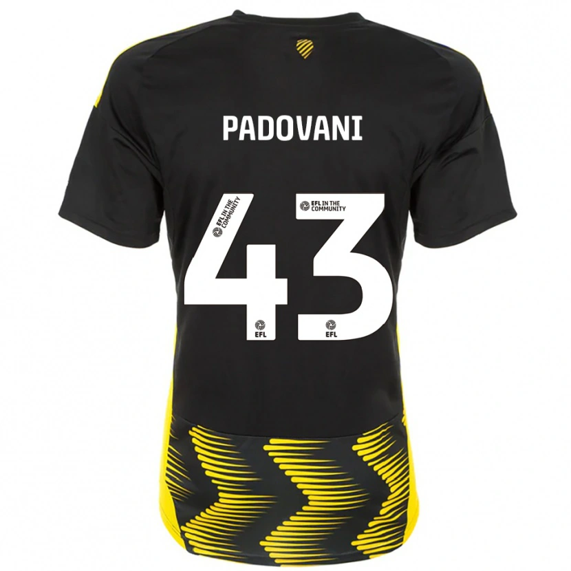 Danxen Kinder Bruno Padovani #43 Schwarz Gelb Auswärtstrikot Trikot 2025/26 T-Shirt Österreich