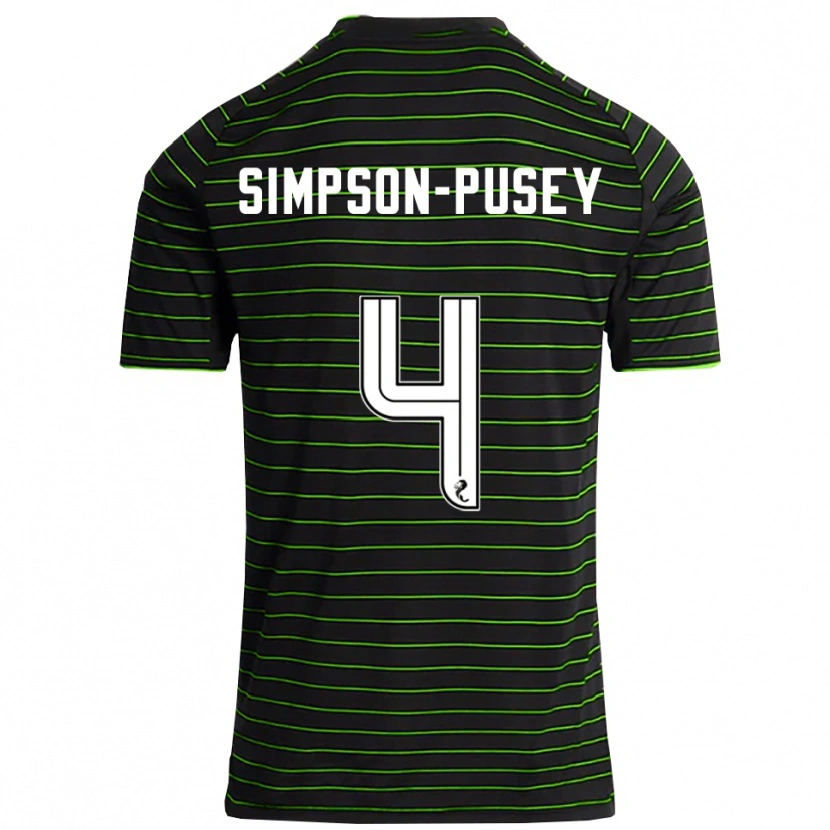 Danxen Kinder Jahmai Simpson-Pusey #4 Schwarz Grün Auswärtstrikot Trikot 2025/26 T-Shirt Österreich