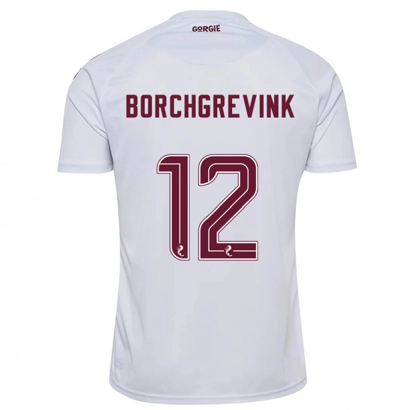 Danxen Kinder Christian Borchgrevink #12 Weiß Burgunderrot Auswärtstrikot Trikot 2025/26 T-Shirt Österreich