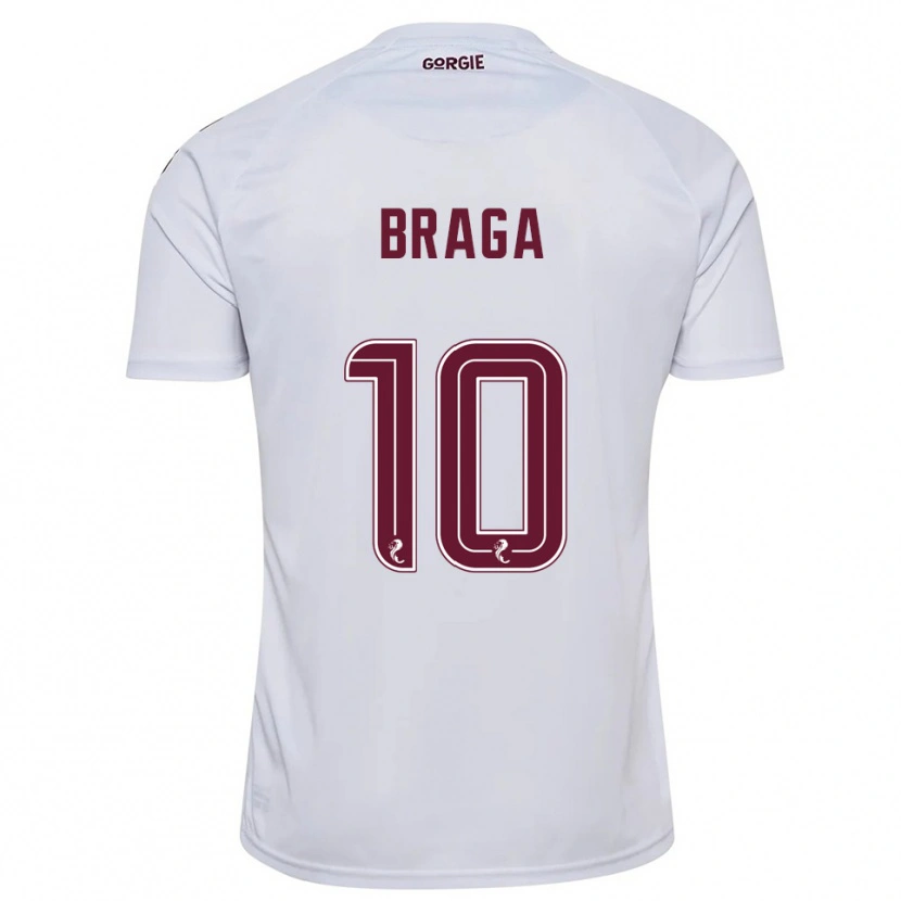 Danxen Kinder Cláudio Braga #10 Weiß Burgunderrot Auswärtstrikot Trikot 2025/26 T-Shirt Österreich