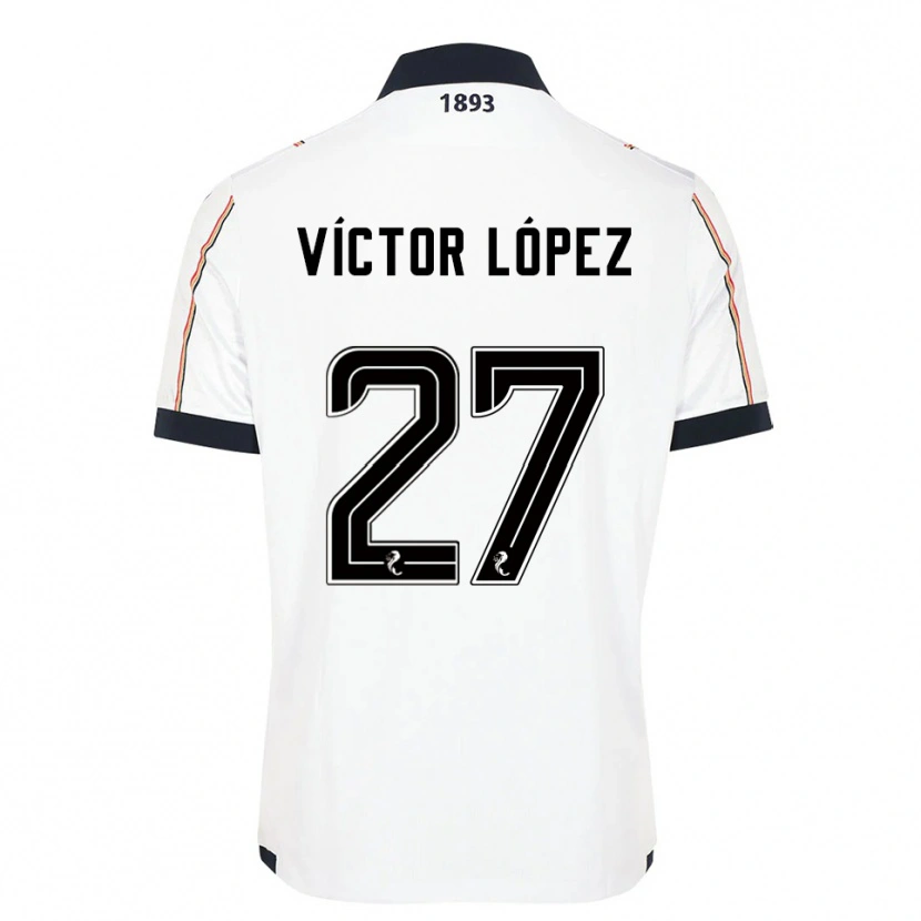 Danxen Kinder Víctor López #27 Weiß Marine Rot Auswärtstrikot Trikot 2025/26 T-Shirt Österreich