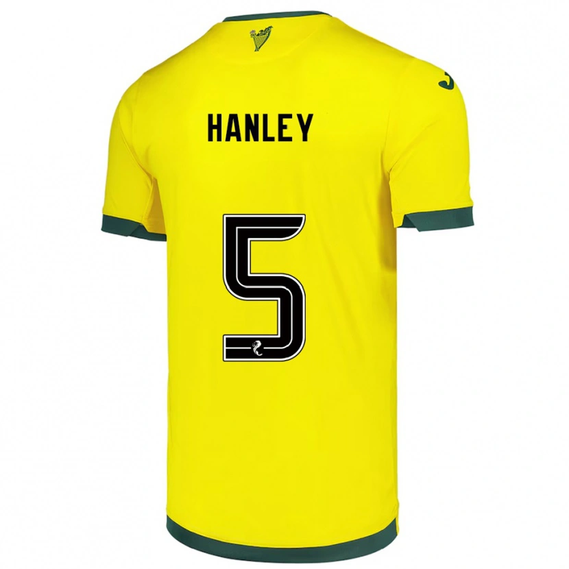 Danxen Kinder Grant Hanley #5 Gelb Grün Auswärtstrikot Trikot 2025/26 T-Shirt Österreich