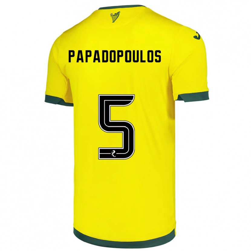 Danxen Kinder Stacey Papadopoulos #5 Gelb Grün Auswärtstrikot Trikot 2025/26 T-Shirt Österreich