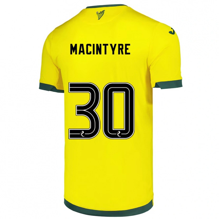 Danxen Kinder Jacob Macintyre #30 Gelb Grün Auswärtstrikot Trikot 2025/26 T-Shirt Österreich