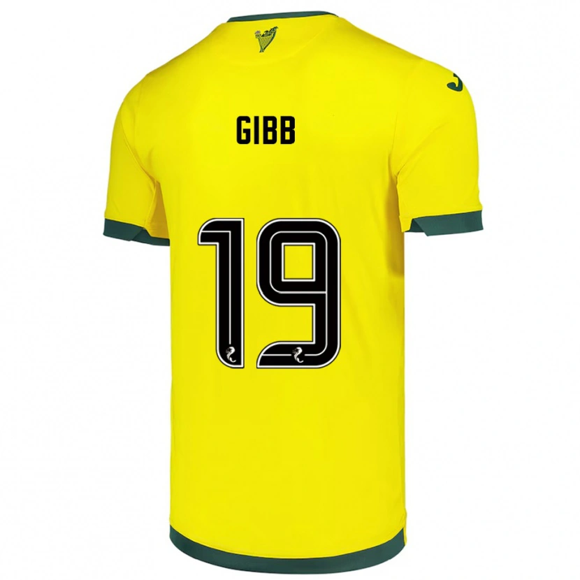 Danxen Kinder Caley Gibb #19 Gelb Grün Auswärtstrikot Trikot 2025/26 T-Shirt Österreich