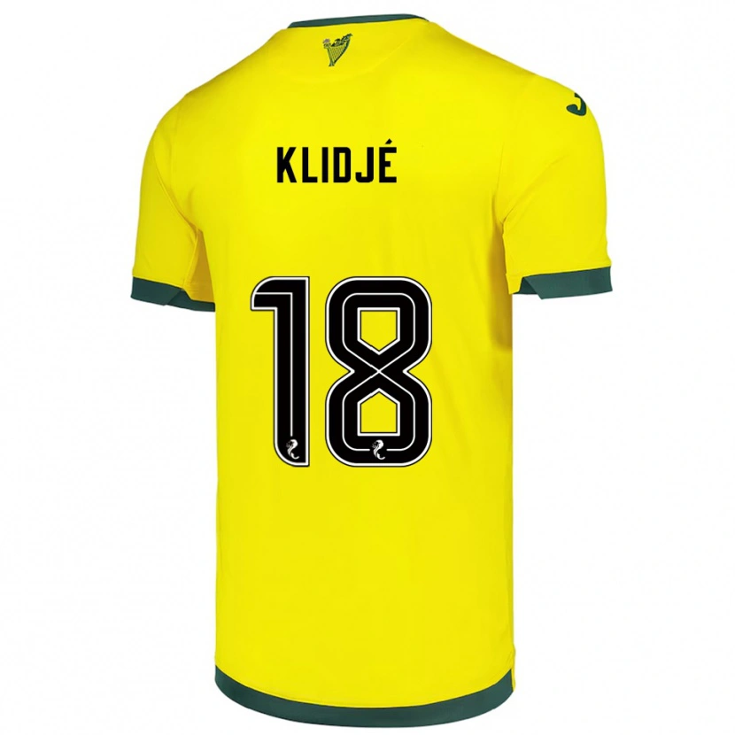Danxen Kinder Thibault Klidjé #18 Gelb Grün Auswärtstrikot Trikot 2025/26 T-Shirt Österreich