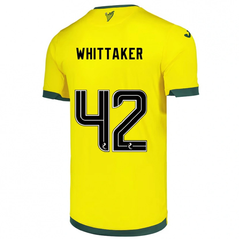Danxen Kinder Rory Whittaker #42 Gelb Grün Auswärtstrikot Trikot 2025/26 T-Shirt Österreich