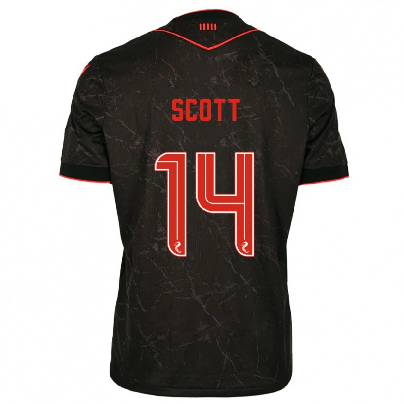 Danxen Kinder James Scott #14 Schwarz Rot Auswärtstrikot Trikot 2025/26 T-Shirt Österreich
