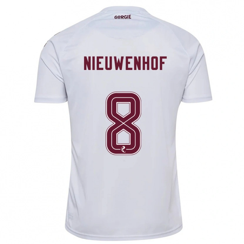 Danxen Herren Calem Nieuwenhof #8 Weiß Burgunderrot Auswärtstrikot Trikot 2025/26 T-Shirt Österreich