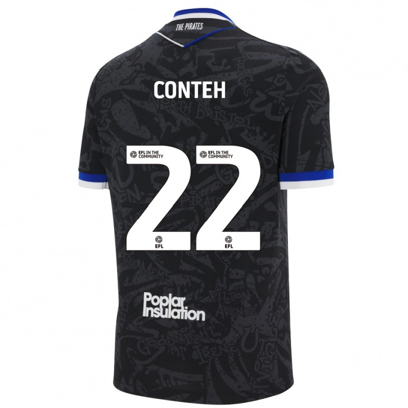 Danxen Damen Kamil Conteh #22 Schwarz Weiß Auswärtstrikot Trikot 2025/26 T-Shirt Österreich