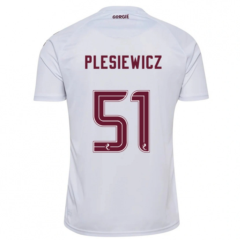 Danxen Damen Szymon Plesiewicz #51 Weiß Burgunderrot Auswärtstrikot Trikot 2025/26 T-Shirt Österreich