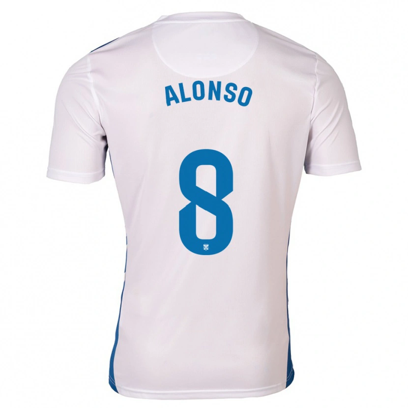 Danxen Kinder Javi Alonso #8 Weiß Blau Heimtrikot Trikot 2025/26 T-Shirt Österreich