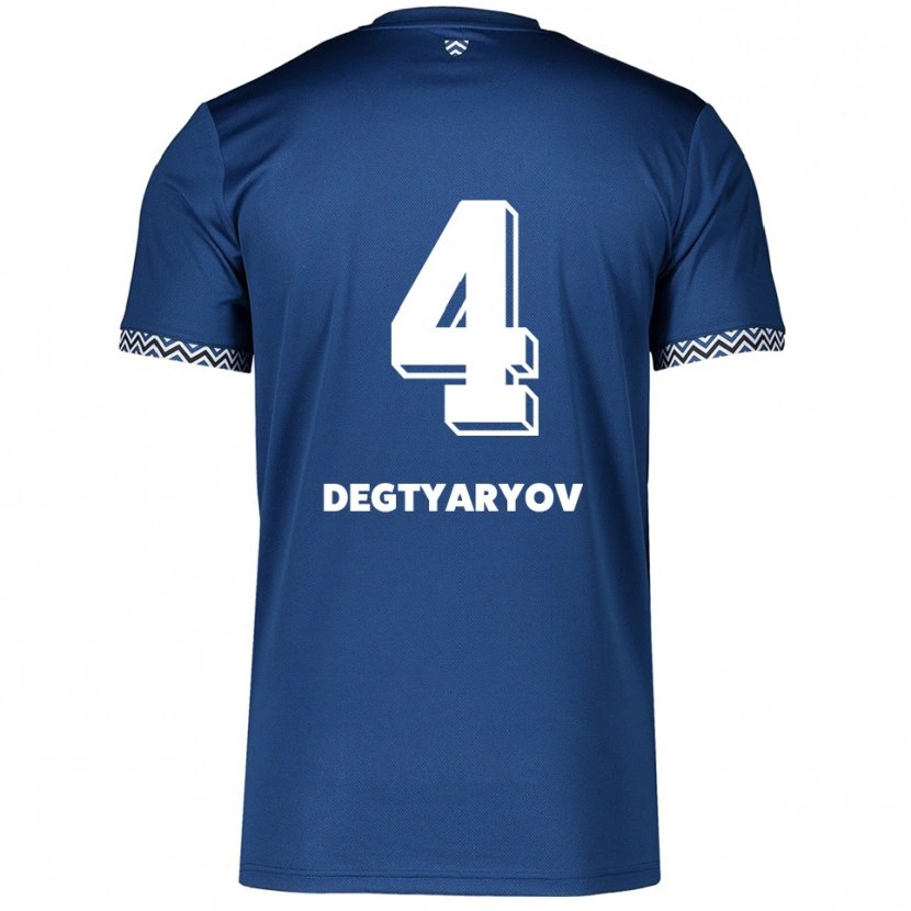 Danxen Kinder Volodymyr Degtyaryov #4 Marineblau Weiß Heimtrikot Trikot 2025/26 T-Shirt Österreich