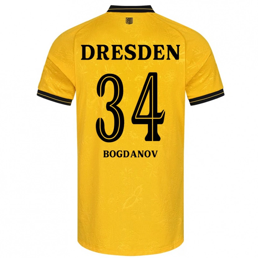 Danxen Kinder Dmytro Bogdanov #34 Gelb Schwarz Heimtrikot Trikot 2025/26 T-Shirt Österreich