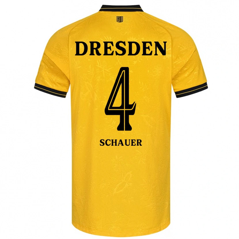 Danxen Kinder Maurice Schauer #4 Gelb Schwarz Heimtrikot Trikot 2025/26 T-Shirt Österreich