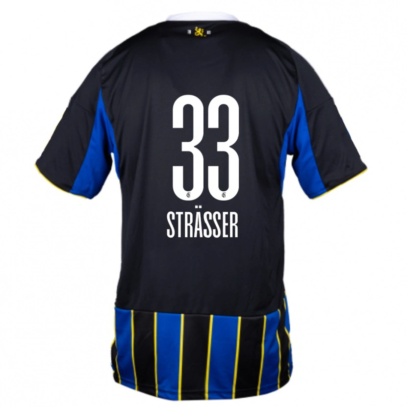 Danxen Kinder Jannick Strässer #33 Blau Schwarz Gelb Heimtrikot Trikot 2025/26 T-Shirt Österreich