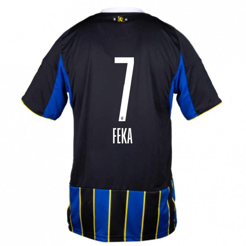 Danxen Kinder Lukas Feka #7 Blau Schwarz Gelb Heimtrikot Trikot 2025/26 T-Shirt Österreich