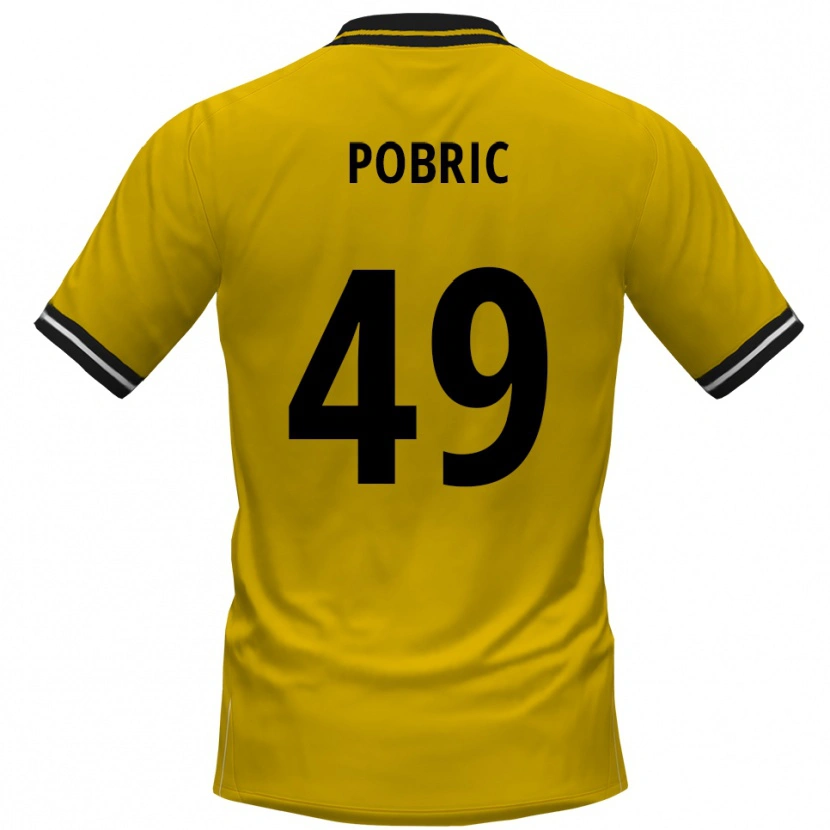 Danxen Kinder Mika Pobric #49 Gelb Schwarz Heimtrikot Trikot 2025/26 T-Shirt Österreich