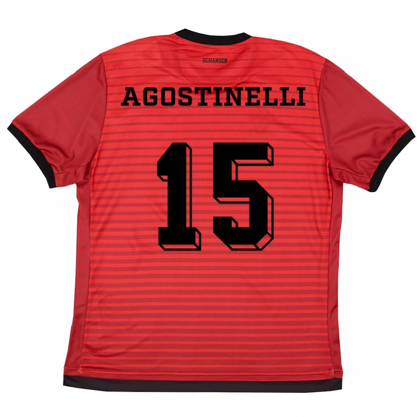 Danxen Kinder Massimo Agostinelli #15 Rot Schwarz Heimtrikot Trikot 2025/26 T-Shirt Österreich