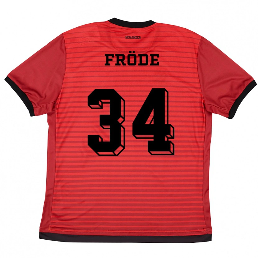 Danxen Kinder Lukas Fröde #34 Rot Schwarz Heimtrikot Trikot 2025/26 T-Shirt Österreich