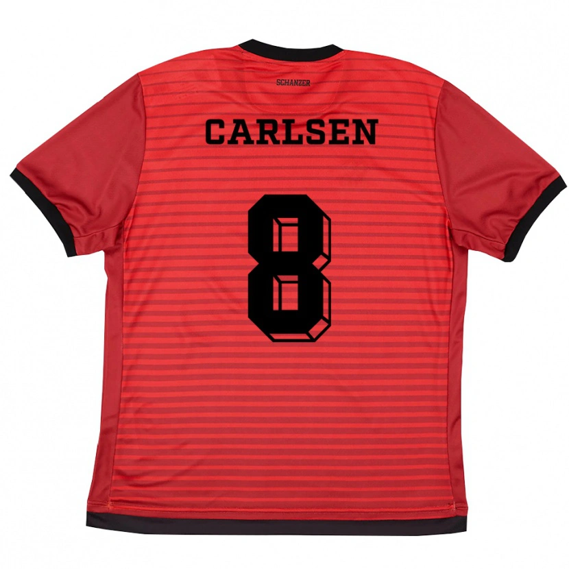 Danxen Kinder Fredrik Carlsen #8 Rot Schwarz Heimtrikot Trikot 2025/26 T-Shirt Österreich