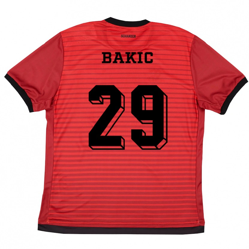 Danxen Kinder Edis Bakic #29 Rot Schwarz Heimtrikot Trikot 2025/26 T-Shirt Österreich