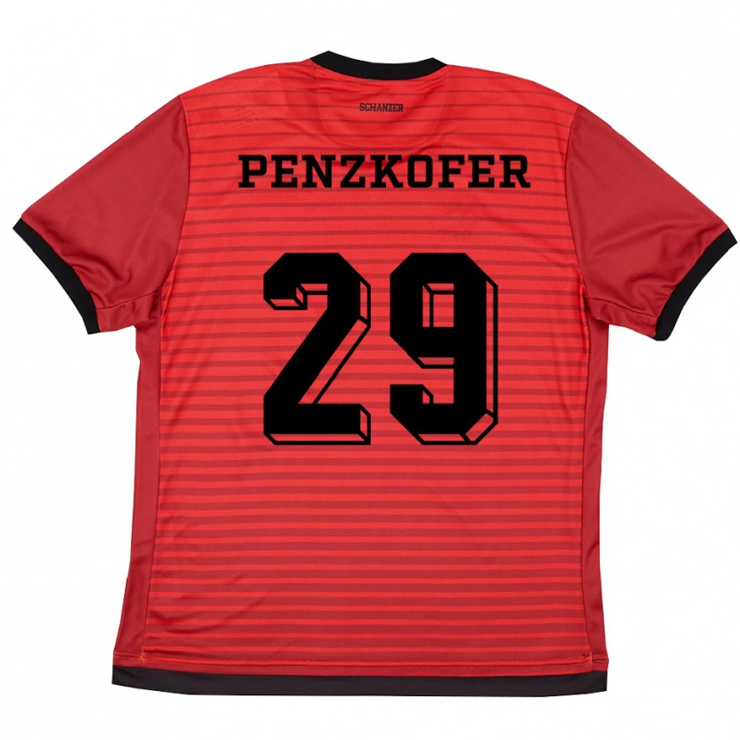 Danxen Kinder Nina Penzkofer #29 Rot Schwarz Heimtrikot Trikot 2025/26 T-Shirt Österreich