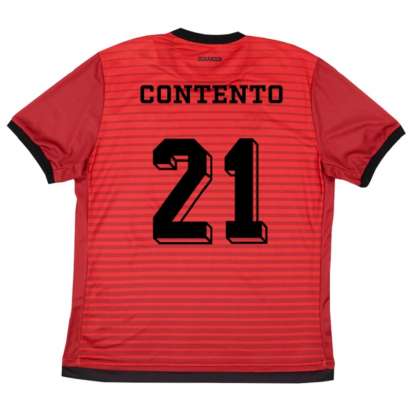 Danxen Kinder Arcangelo Contento #21 Rot Schwarz Heimtrikot Trikot 2025/26 T-Shirt Österreich