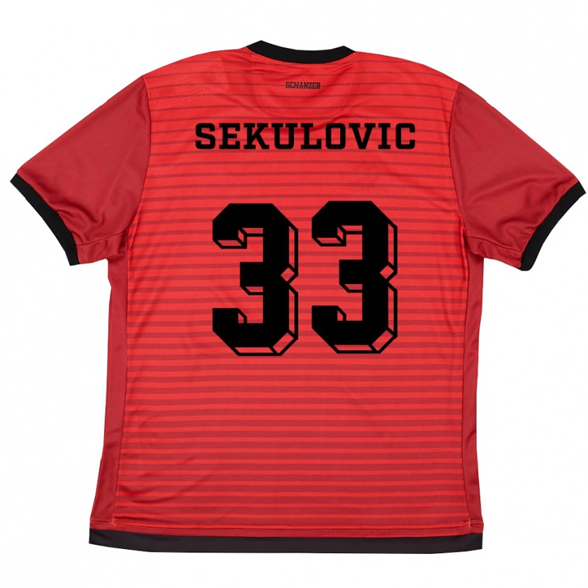 Danxen Kinder Davide-Danilo Sekulovic #33 Rot Schwarz Heimtrikot Trikot 2025/26 T-Shirt Österreich