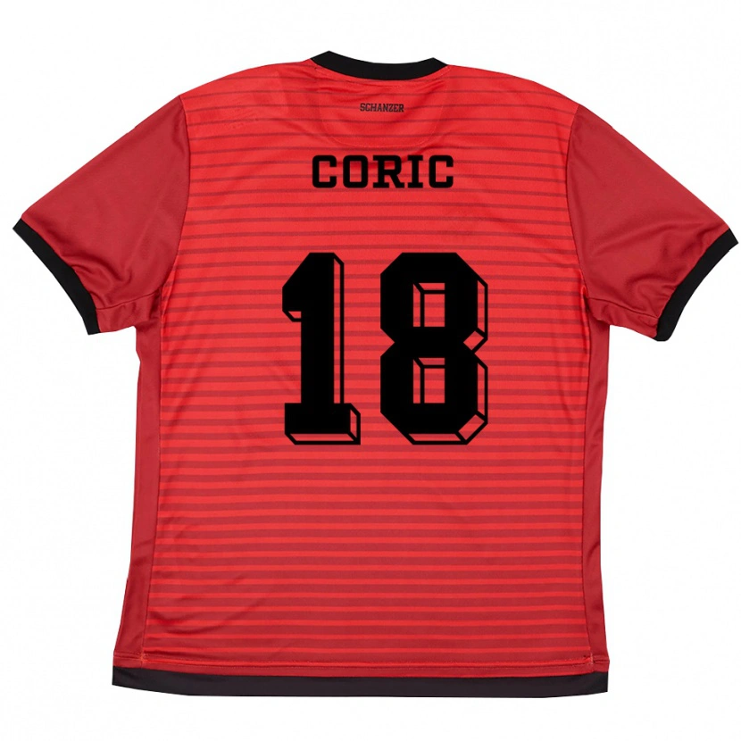 Danxen Kinder Damian Coric #18 Rot Schwarz Heimtrikot Trikot 2025/26 T-Shirt Österreich