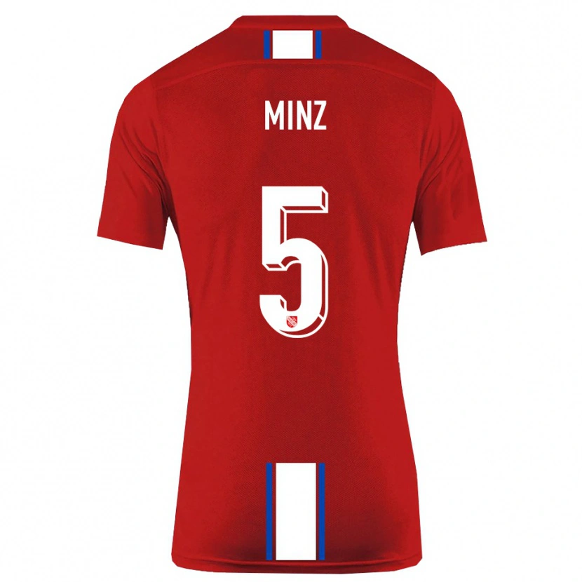 Danxen Kinder Dominic Minz #5 Rot Weiß Heimtrikot Trikot 2025/26 T-Shirt Österreich
