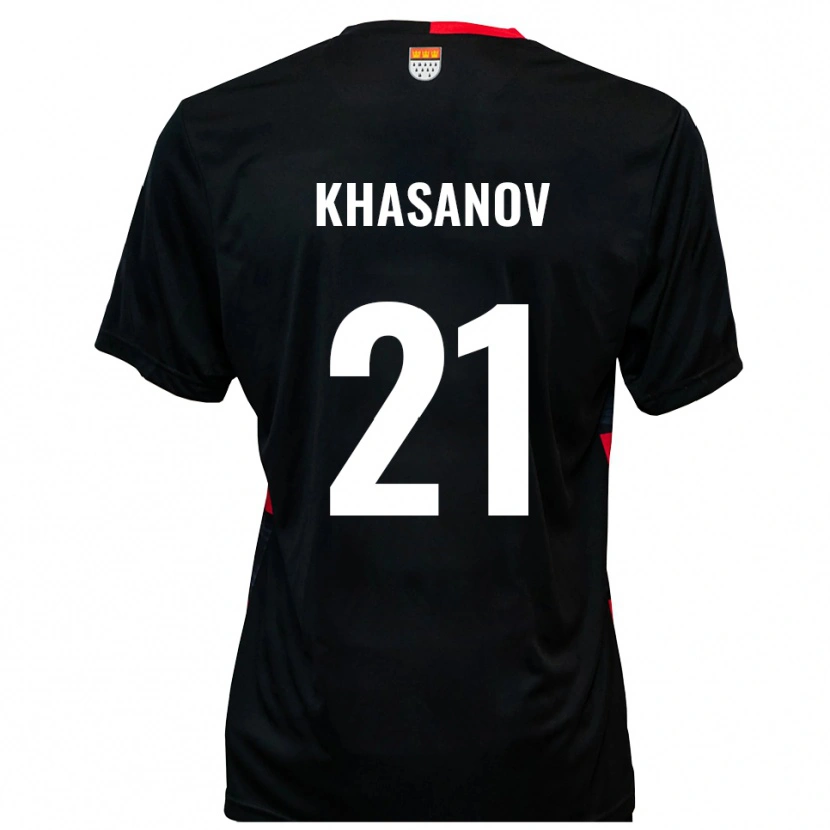 Danxen Kinder Denys Khasanov #21 Schwarz Rot Heimtrikot Trikot 2025/26 T-Shirt Österreich