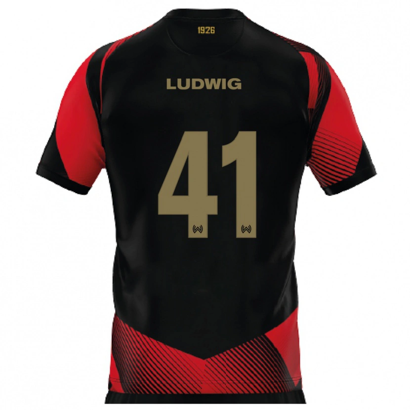 Danxen Kinder Finn Ludwig #41 Schwarz Rot Heimtrikot Trikot 2025/26 T-Shirt Österreich