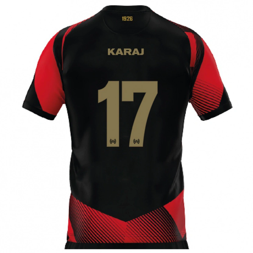 Danxen Kinder Eraldo Karaj #17 Schwarz Rot Heimtrikot Trikot 2025/26 T-Shirt Österreich