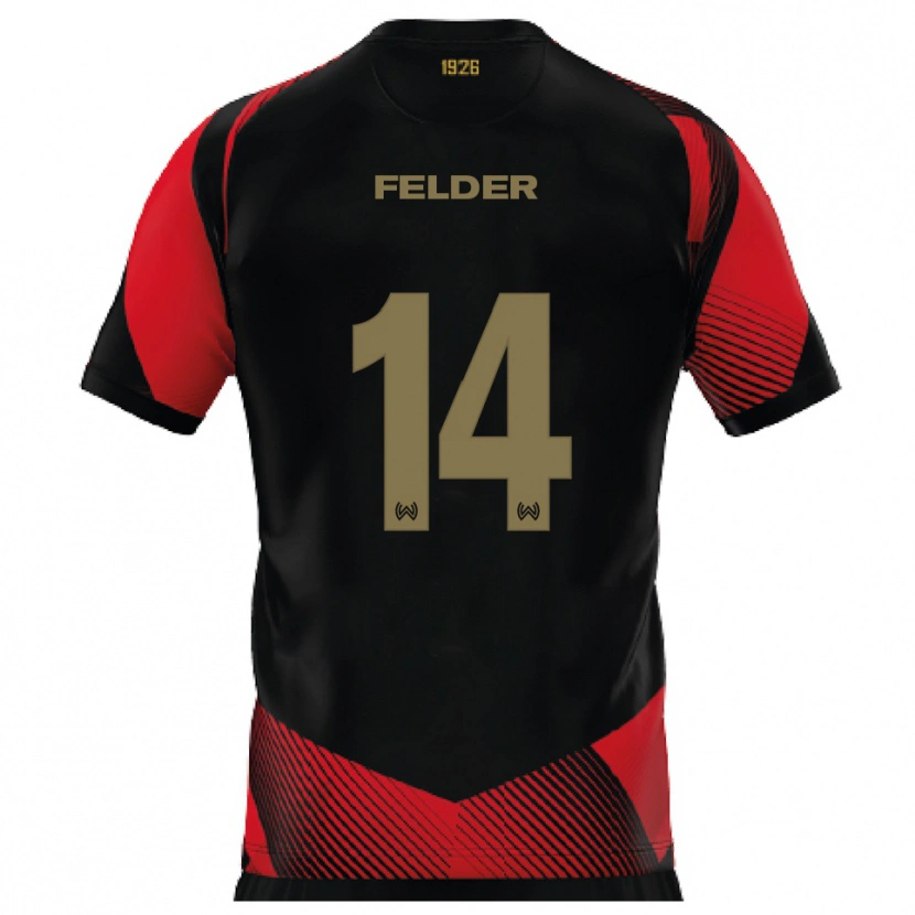Danxen Kinder Mohamed Felder #14 Schwarz Rot Heimtrikot Trikot 2025/26 T-Shirt Österreich