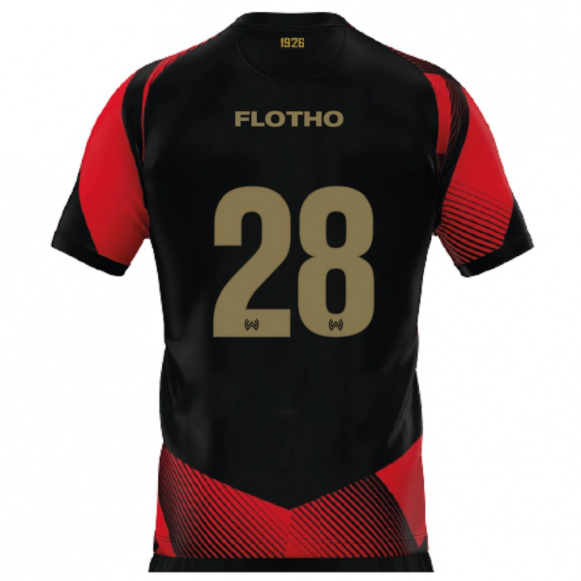Danxen Kinder Moritz Flotho #28 Schwarz Rot Heimtrikot Trikot 2025/26 T-Shirt Österreich