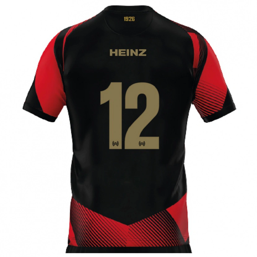 Danxen Kinder Lewin Heinz #12 Schwarz Rot Heimtrikot Trikot 2025/26 T-Shirt Österreich